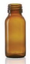 75 ml siroopfles, amber, type 3 geblazen glas